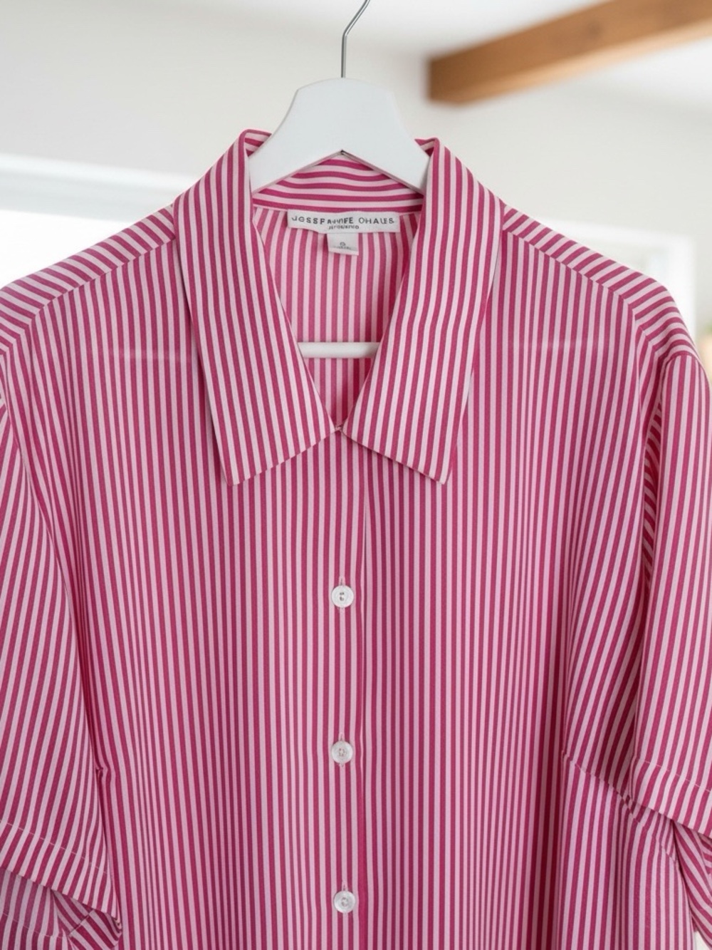 Josephine Chaus Woman Bold Pink Stripe Top Oversized Plus Tunic Length Summer